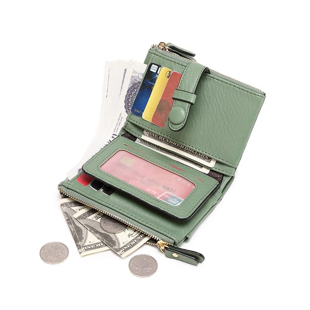 9813 Wallets Leather Wallets Rfid Small Wallet Billfolds ,Trifold Mini View 3